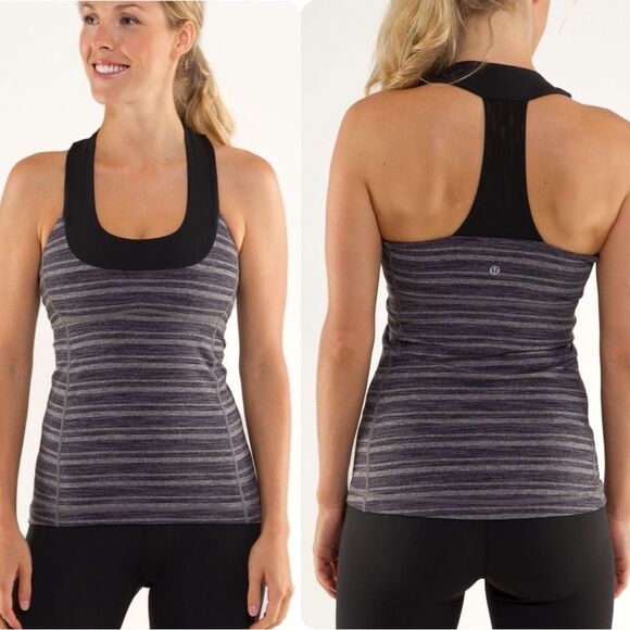 Lululemon Scoop Neck Tank in Black Stripes Galore/Black - Picture 2 of 10
